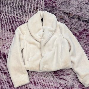 Blank NYC White Faux Fur Jacket